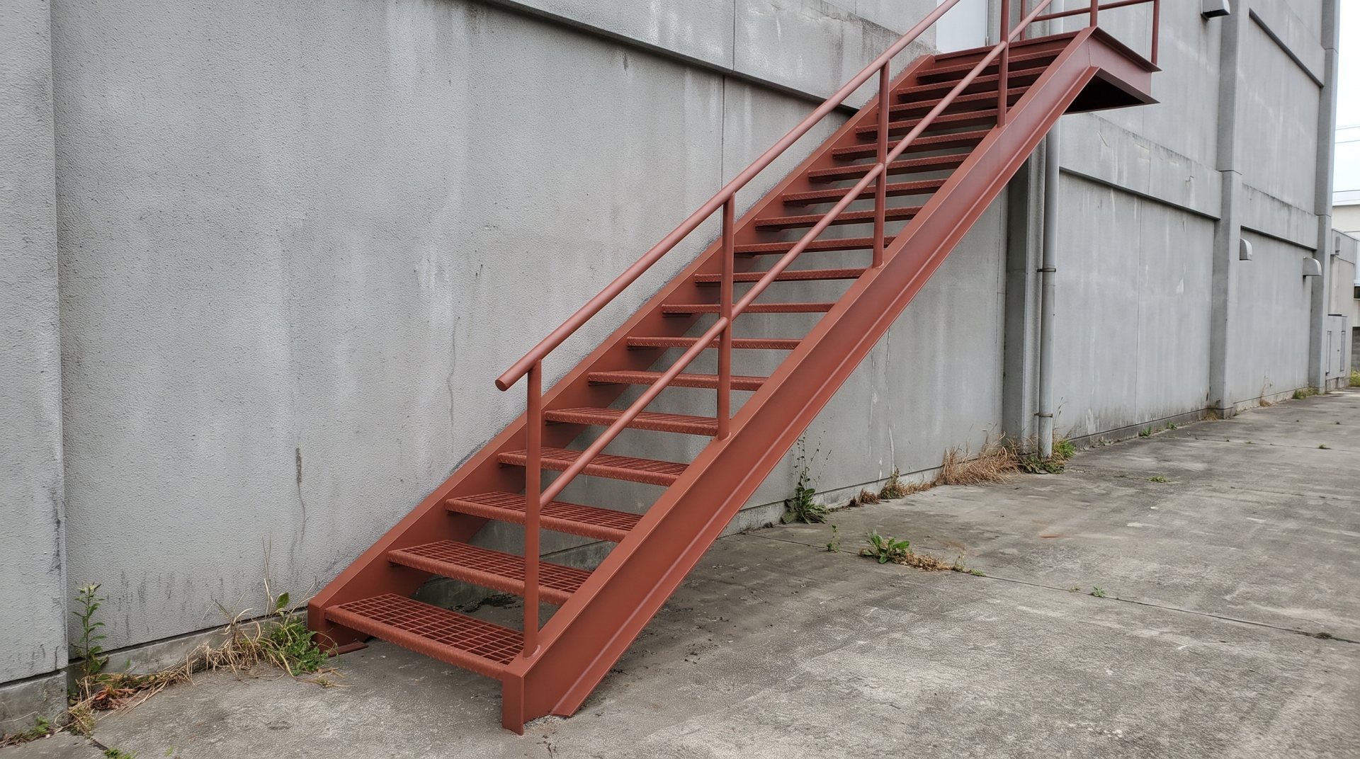 錆を落として錆止めを塗り終えた、屋外の鉄骨階段（イメージ）